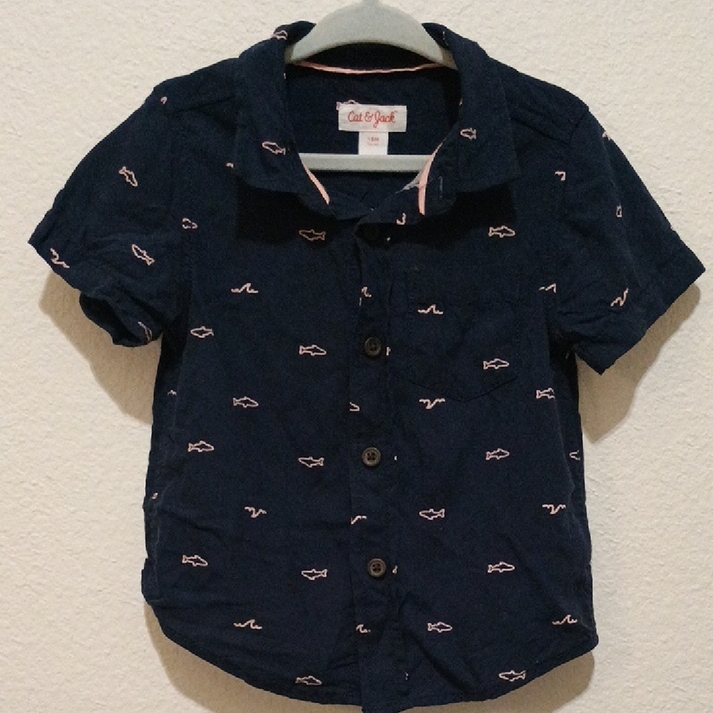 4/$15 Carter's Fish Print Button Down